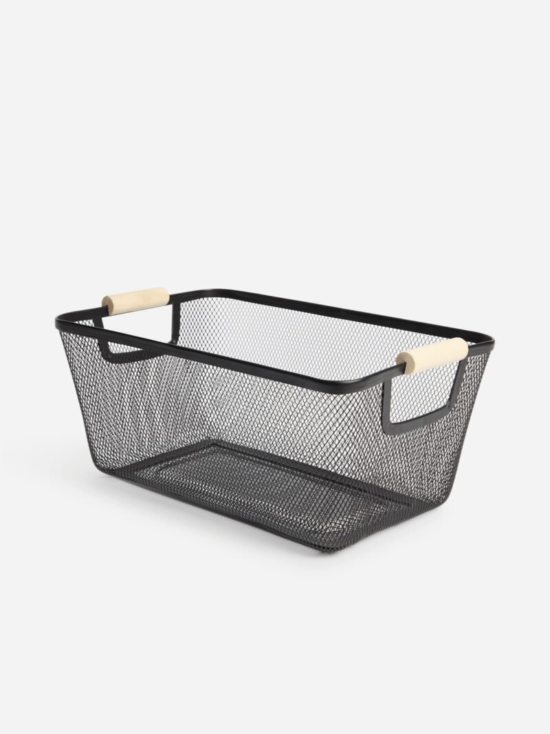 Wire Mesh Storage Basket – Durable Rectangular Metal Organizer