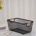 Wire Mesh Storage Basket – Durable Rectangular Metal Organizer