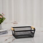 Wire Mesh Storage Basket – Durable Rectangular Metal Organizer