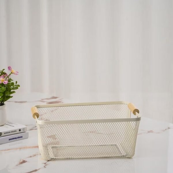 Wire Mesh Storage Basket – Durable Rectangular Metal Organizer