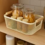 Wire Mesh Storage Basket – Durable Rectangular Metal Organizer