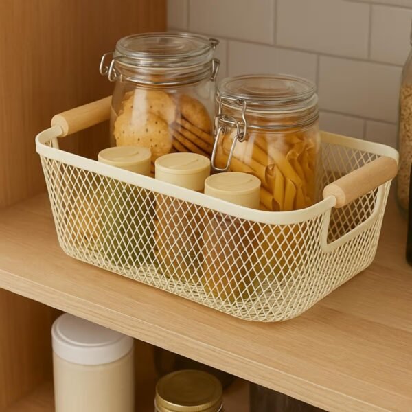 Wire Mesh Storage Basket – Durable Rectangular Metal Organizer