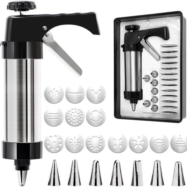 Trigger Cookie Press & Icing Dispenser Set – 13 Discs & 8 Nozzles