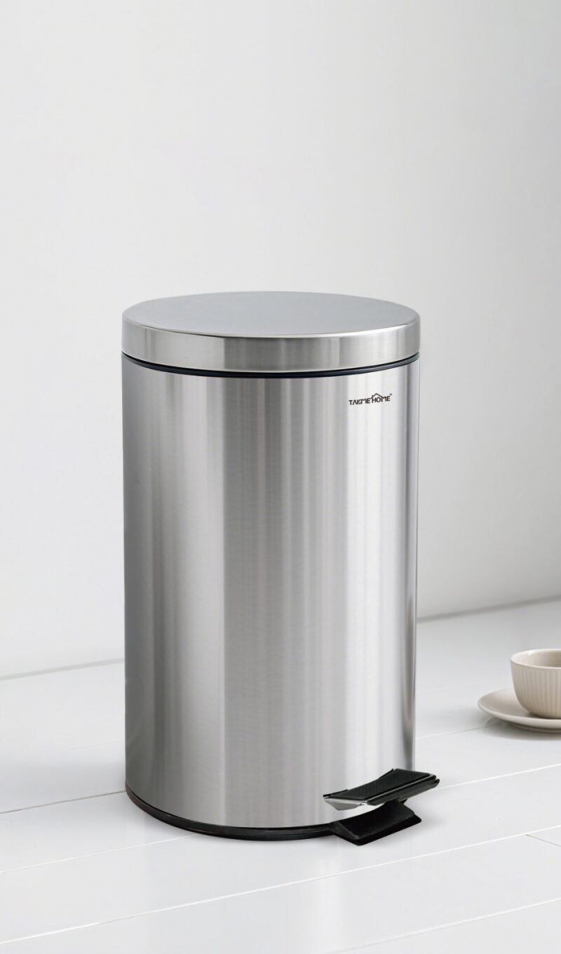 TK Cylindrical Metal Pedal Waste Bin with Inner Bucket