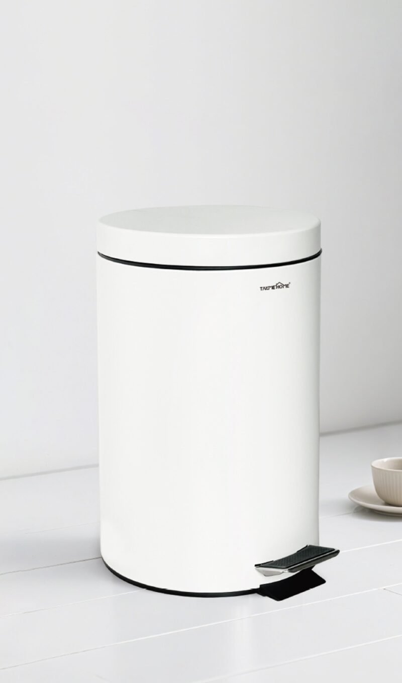 TK Cylindrical Metal Pedal Waste Bin with Inner Bucket
