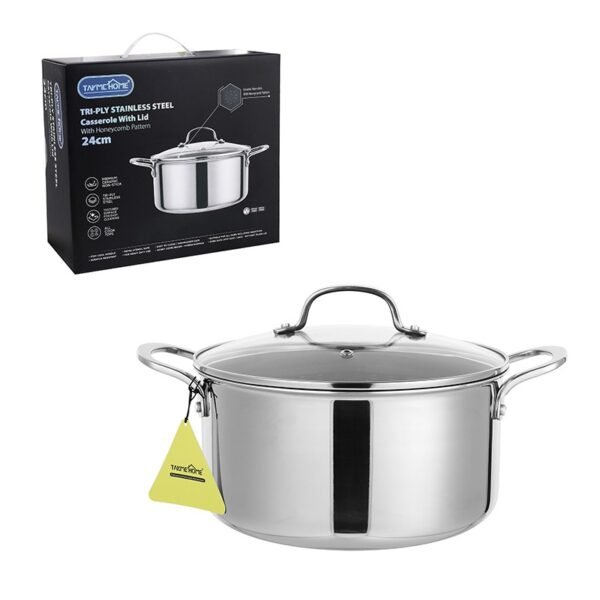 TK Honeycomb Stainless Steel Casserole Pot with Lid