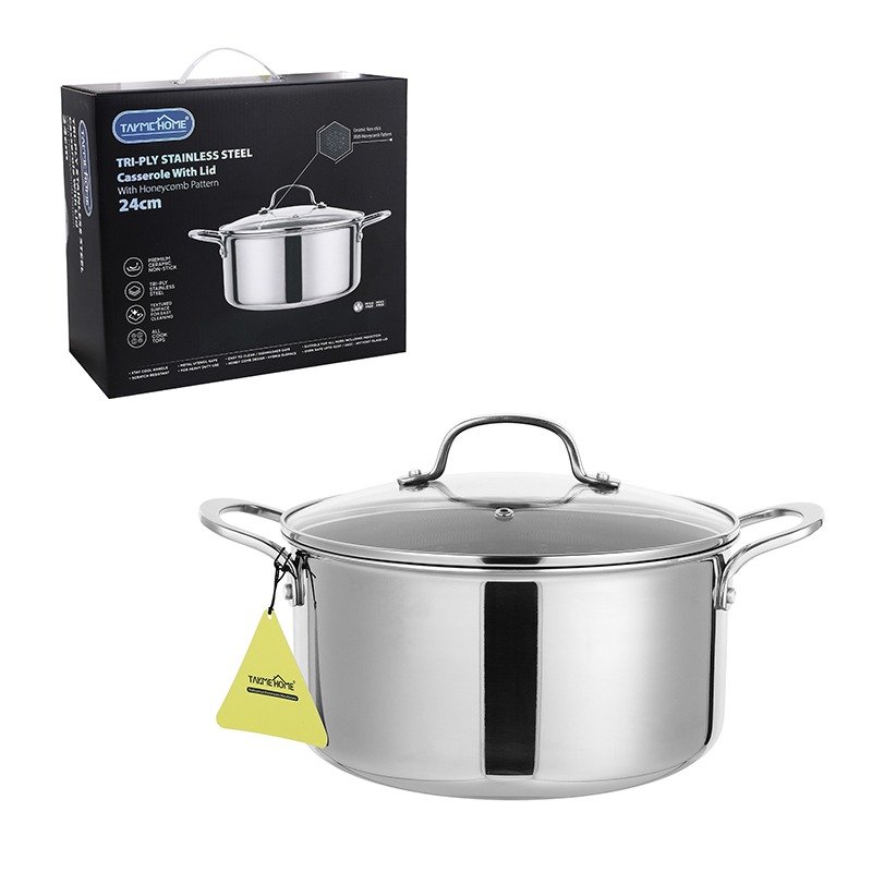 TK Honeycomb Stainless Steel Casserole Pot with Lid