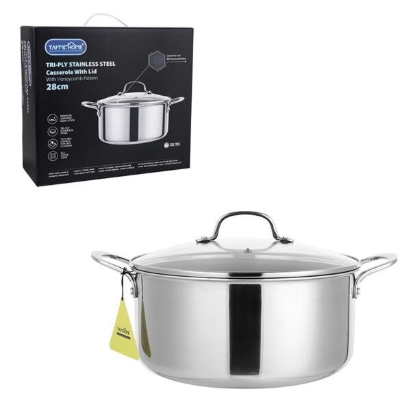 TK Honeycomb Stainless Steel Casserole Pot with Lid