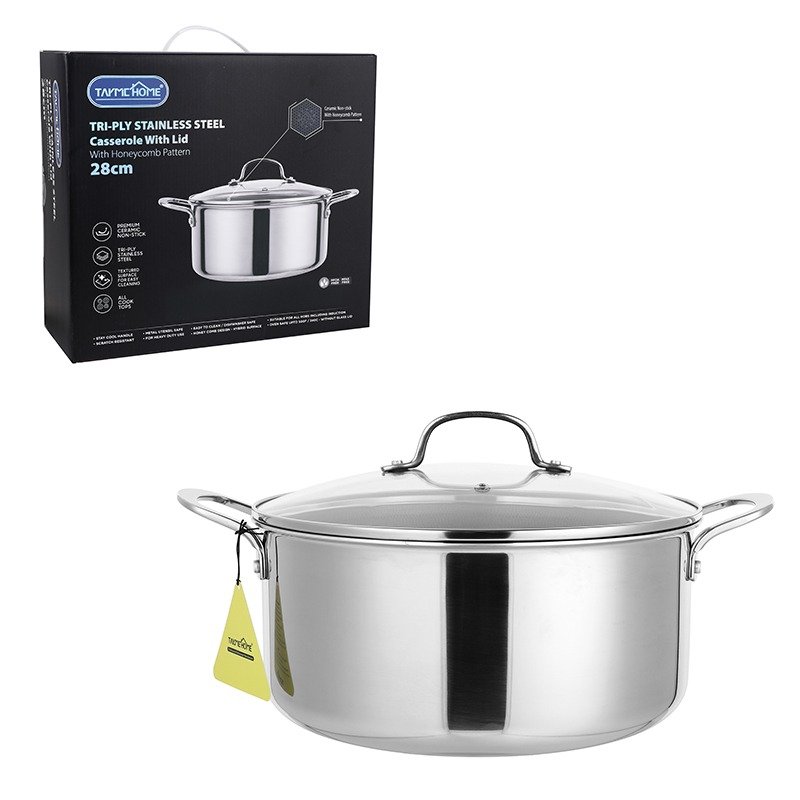 TK Honeycomb Stainless Steel Casserole Pot with Lid