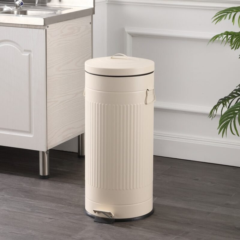 TK 30L Retro Pedal Bin – Metal Trash Can with Inner Bucket