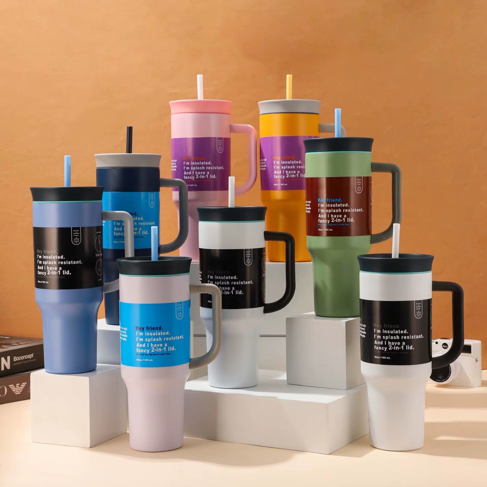 Insulated 1200ml Double Wall Bottle – 2-in-1 Straw & Sip Lid