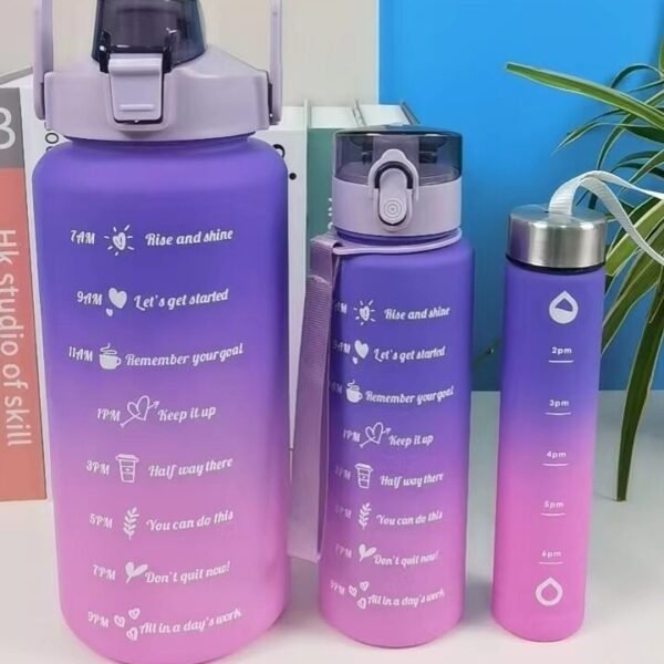 Color Frosted Set of 3 Water Bottles with Loop