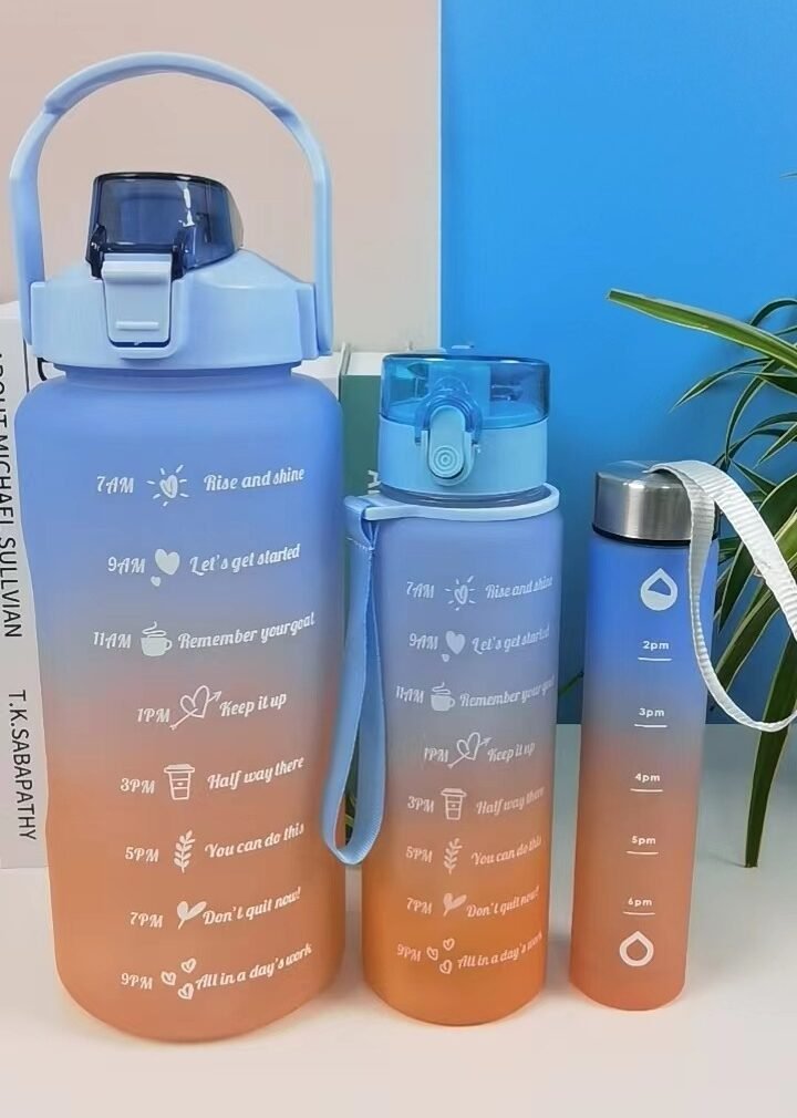 Color Frosted Set of 3 Water Bottles with Loop