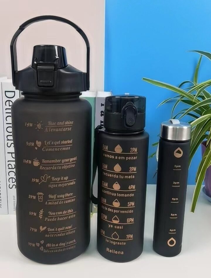 Color Frosted Set of 3 Water Bottles with Loop