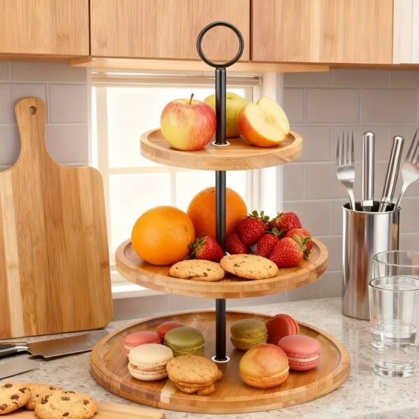 3 Tier Bamboo Food Stand for Kitchen & Dining