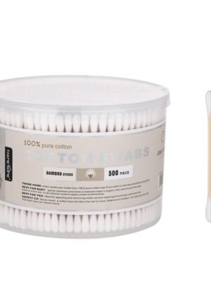 TK Bamboo Cotton Swabs – 500 Count, 100% Cotton Tips