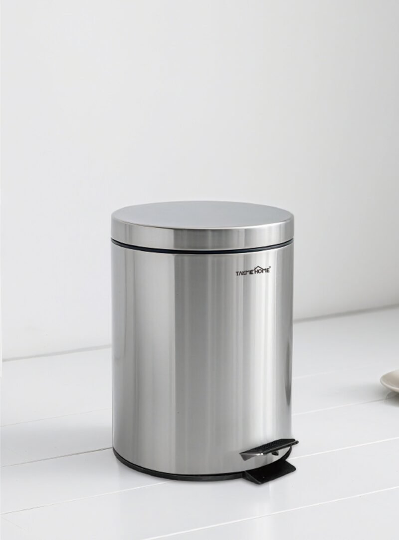 TK Cylindrical Metal Pedal Waste Bin with Inner Bucket