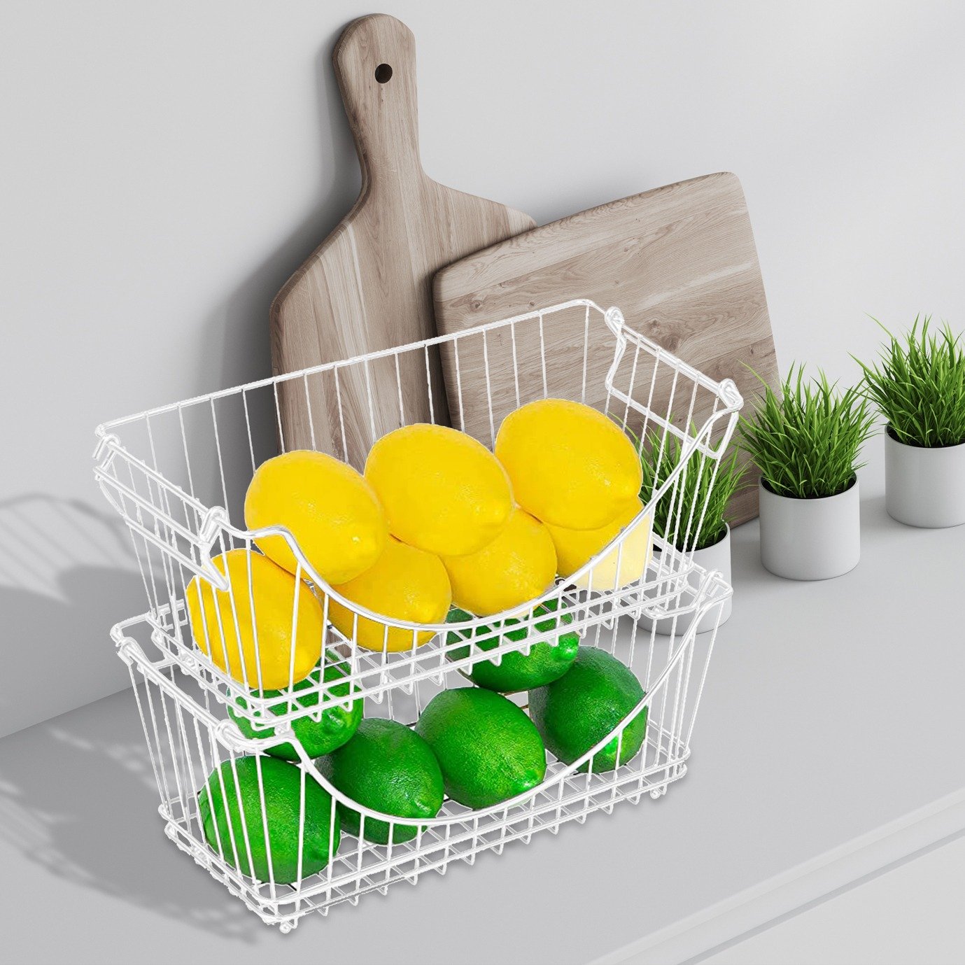 TK Multipurpose Stackable Storage Baskets – Pack of 2