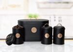 TK Metal Kitchen Storage Set – Bread Box with 3 Canisters
