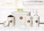TK Metal Kitchen Storage Set – Bread Box with 3 Canisters