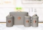 TK Metal Kitchen Storage Set – Bread Box with 3 Canisters