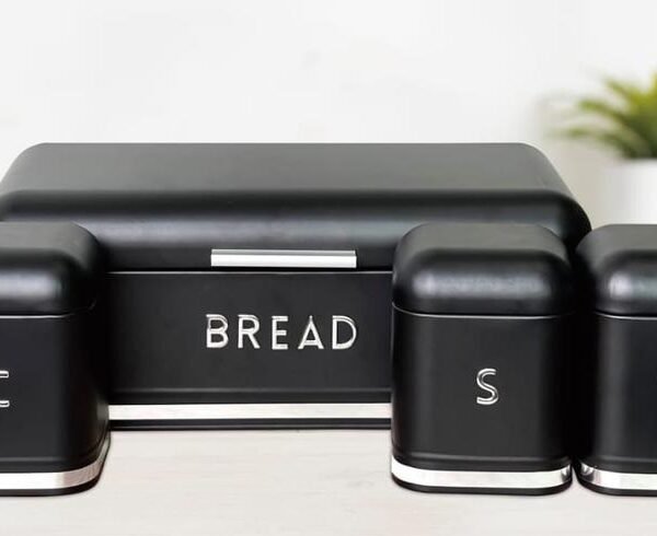TK Retro Metal Bread Bin & Canister Set – Coffee, Sugar & Tea