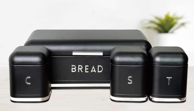 TK Retro Metal Bread Bin & Canister Set – Coffee, Sugar & Tea