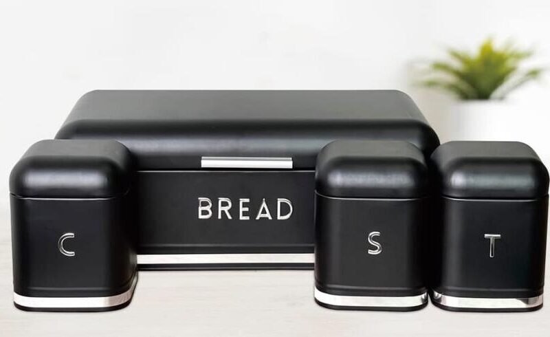 TK Retro Metal Bread Bin & Canister Set – Coffee, Sugar & Tea
