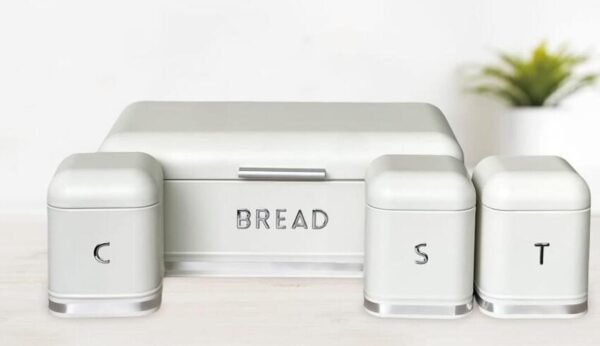 TK Retro Metal Bread Bin & Canister Set – Coffee, Sugar & Tea