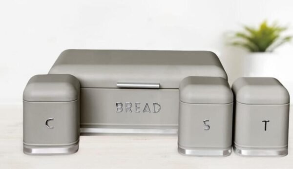 TK Retro Metal Bread Bin & Canister Set – Coffee, Sugar & Tea
