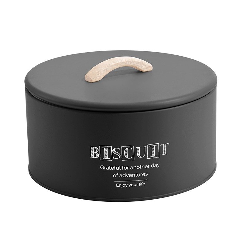 TK Industrial Metal Biscuit Tin with Wooden Handle