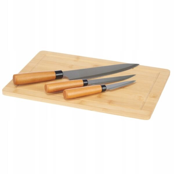 TK Bamboo Cutting Board Set with 3 Knives