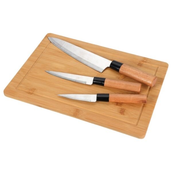 TK Bamboo Cutting Board Set with 3 Knives