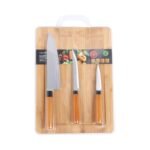 TK Bamboo Cutting Board Set with 3 Knives