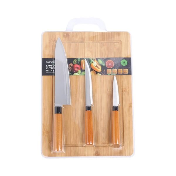 TK Bamboo Cutting Board Set with 3 Knives