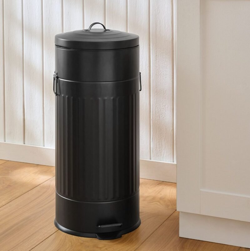 TK 30L Retro Pedal Bin – Metal Trash Can with Inner Bucket