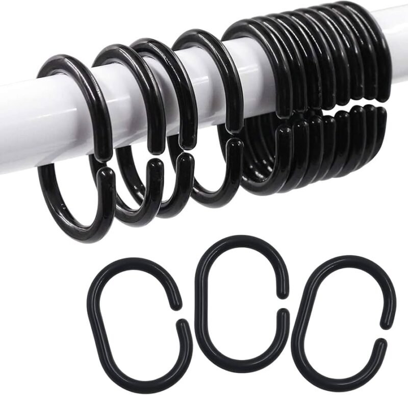 TK 12-Piece Plastic Shower Rings – Durable Curtain Hooks