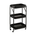 3 Tier Foldable Rolling Cart – Kitchen & Storage Organizer