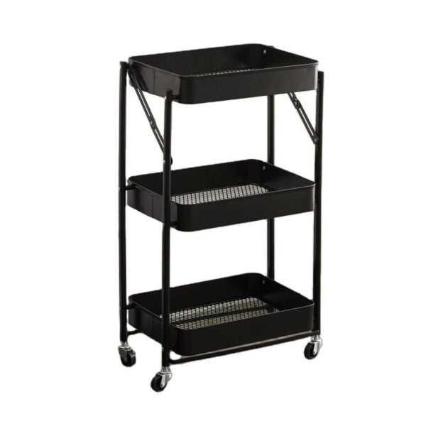 3 Tier Foldable Rolling Cart – Kitchen & Storage Organizer