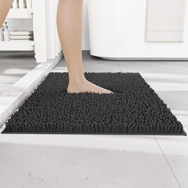 TK Soft Chenille Bathroom Mat – Absorbent Non-Slip Rug