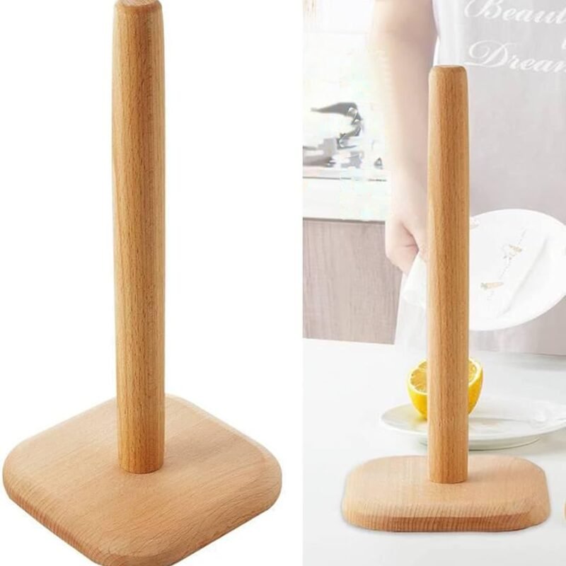 TK Bamboo Paper Towel Holder – Kitchen Counter Roll Stand