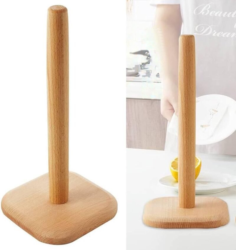 TK Bamboo Paper Towel Holder – Kitchen Counter Roll Stand