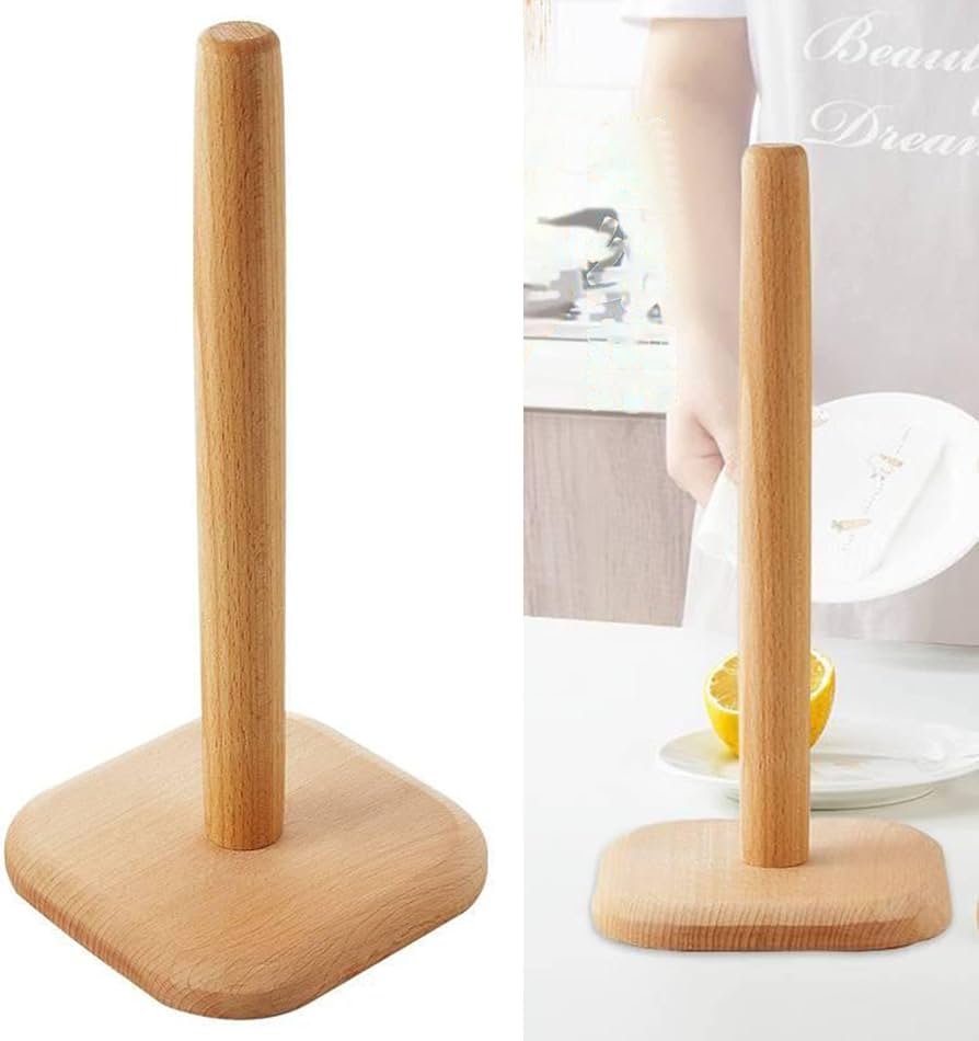 TK Bamboo Paper Towel Holder – Kitchen Counter Roll Stand
