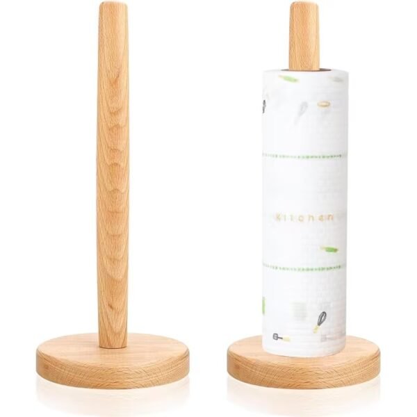 TK Bamboo Paper Towel Holder – Kitchen Counter Roll Stand