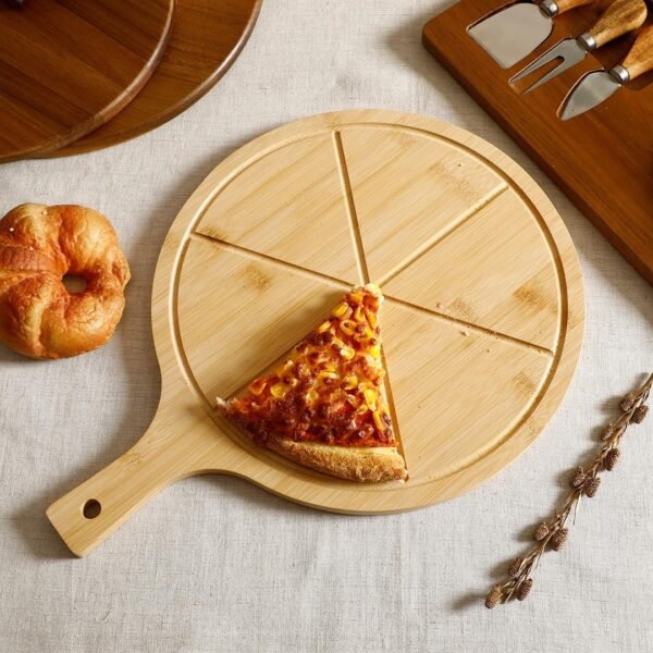 TK Bamboo Pizza Board with Cutter – Kitchen Serving Set