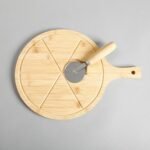 TK Bamboo Pizza Board with Cutter – Kitchen Serving Set
