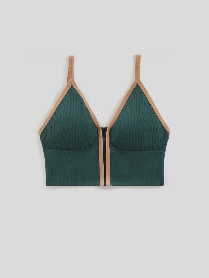 Zipper Padded Active Bra – Front Zip Support Bra