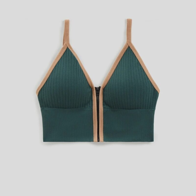 Zipper Padded Active Bra – Front Zip Support Bra