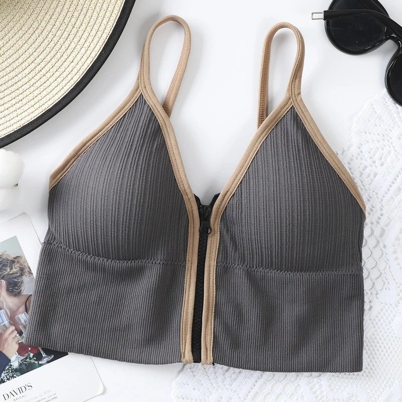 Zipper Padded Active Bra – Front Zip Support Bra
