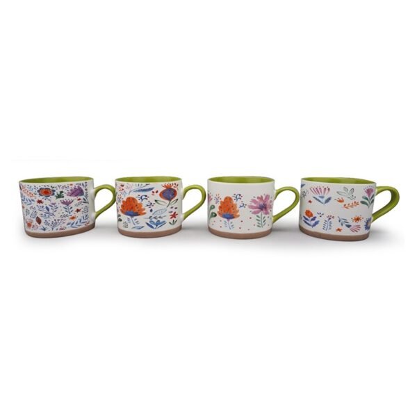 TK 4-Piece Ceramic Mug Set – Botanic Pattern